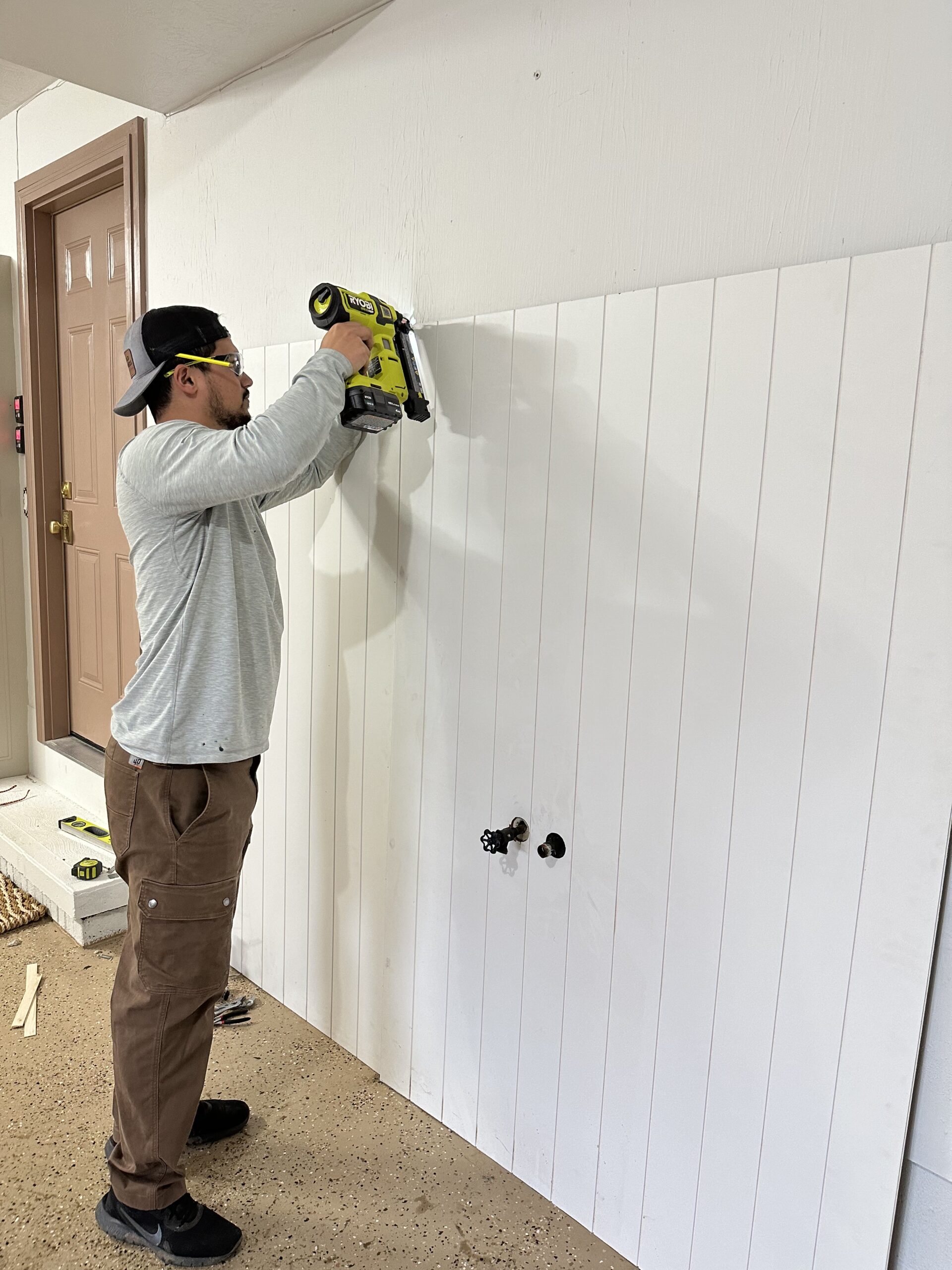 Easy Garage Shiplap Accent Wall Newbuild Newlyweds