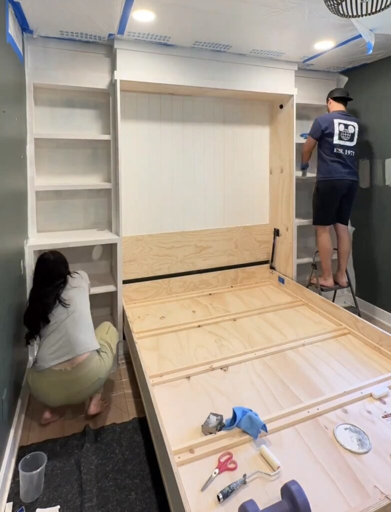 DIY Murphy Bed and Bookcase
